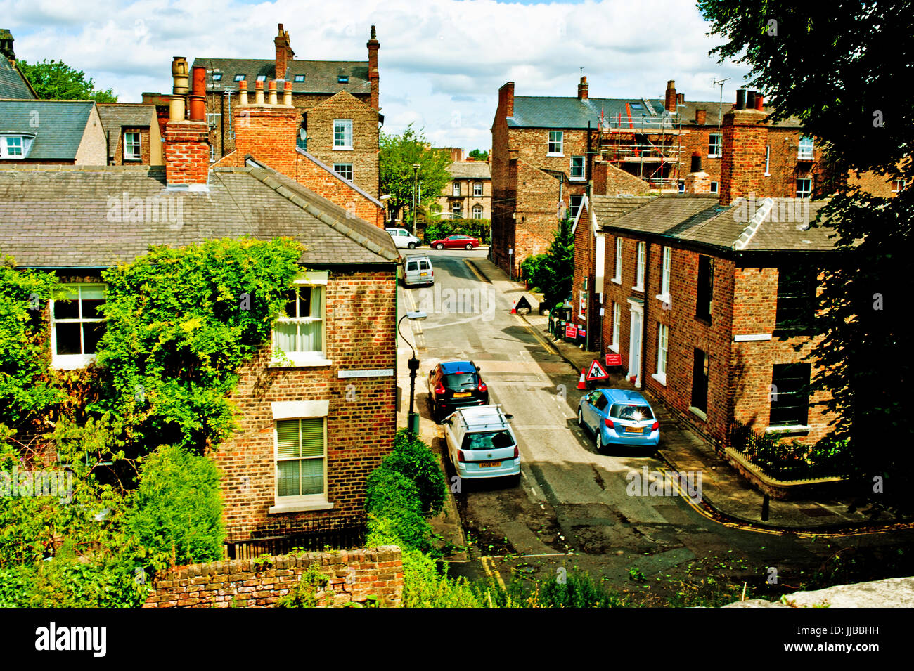 Dewsbury cottages from city wall, York Stock Photo Alamy