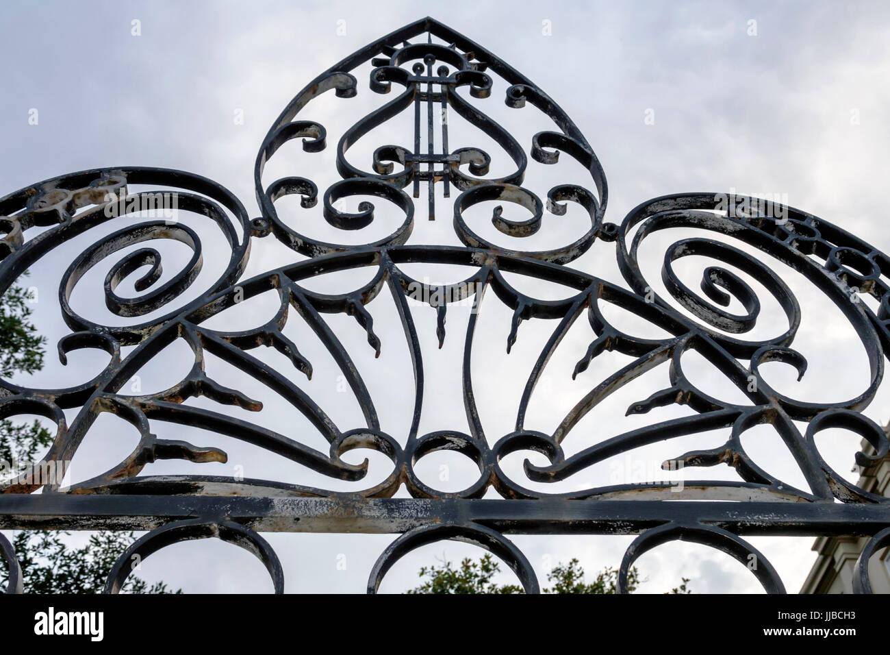 Charleston South Carolina SC Historic Downtown ornamental ironwork wrought iron Stock Photo