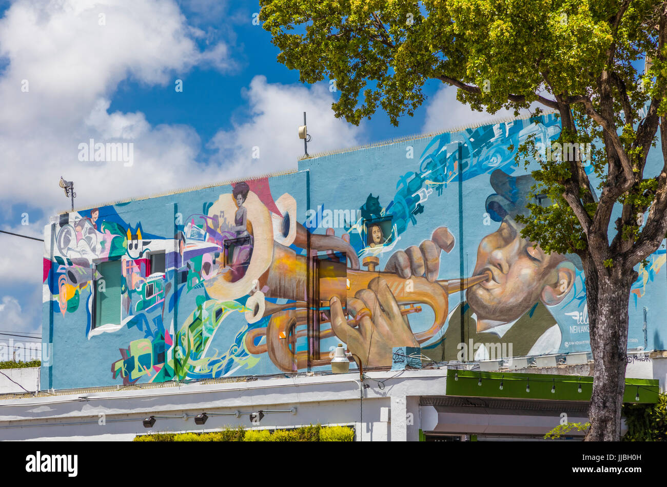 Art work in Cuban neighborhood of Little Havana in Miami Florida Stock Photo