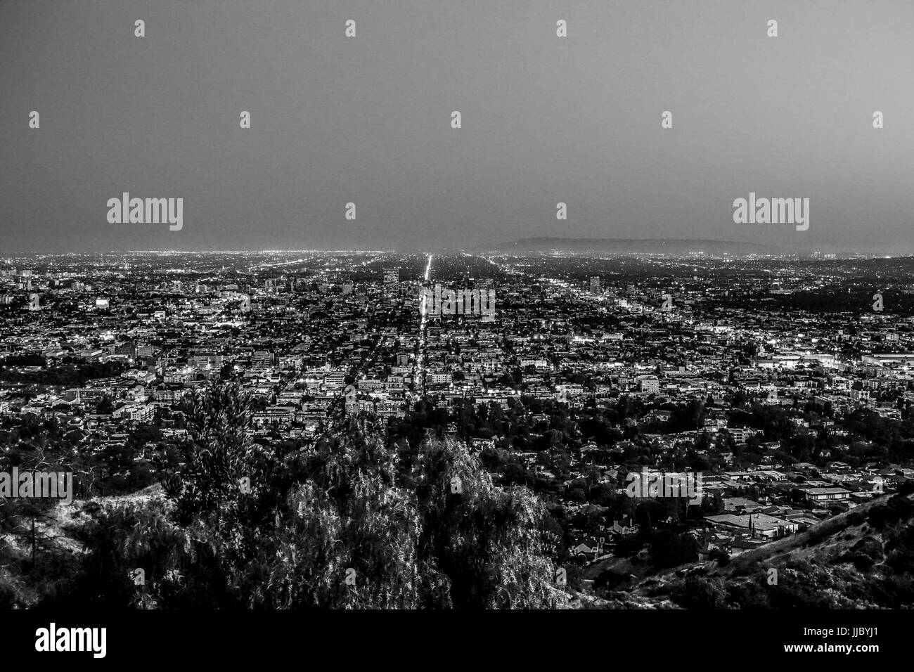Amazing aerial view over Los Angeles from Griffith Observatory Stock Photo
