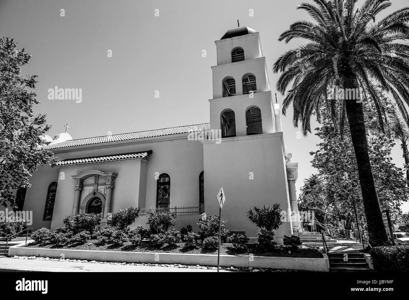 Beautiful church at San Diego Old Town State Historic Park Stock Photo