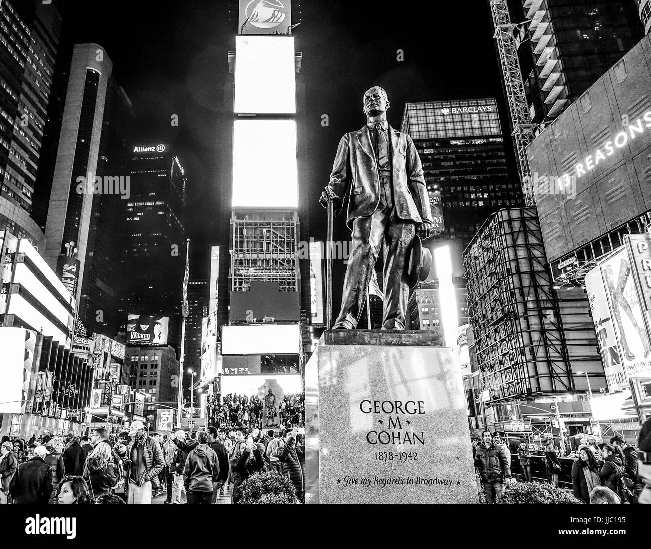 George M Cohan statue at Time Square Manhattan - Broadway New York - MANHATTAN - NEW YORK - APRIL 2 , 2017 Stock Photo