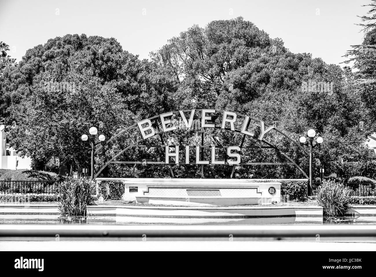 Beverly Hills sign at Santa Monica Blvd - LOS ANGELES - CALIFORNIA - APRIL 20, 2017 Stock Photo