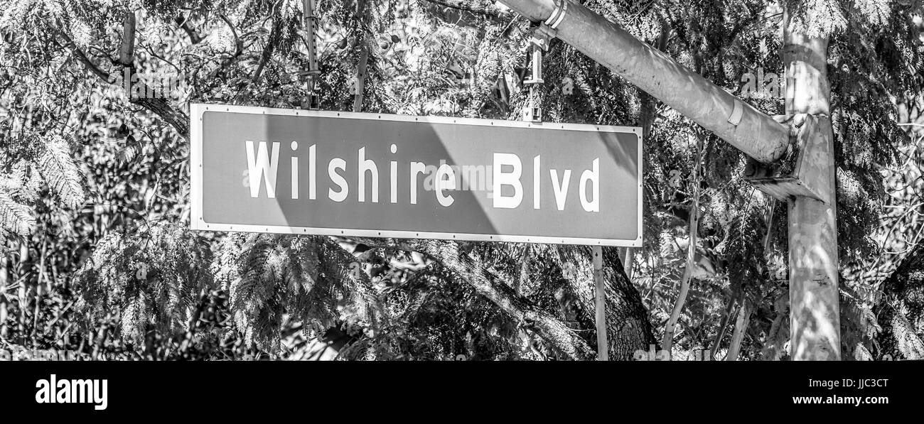 Street sign Wilshire Blvd - LOS ANGELES - CALIFORNIA - APRIL 20, 2017 Stock Photo