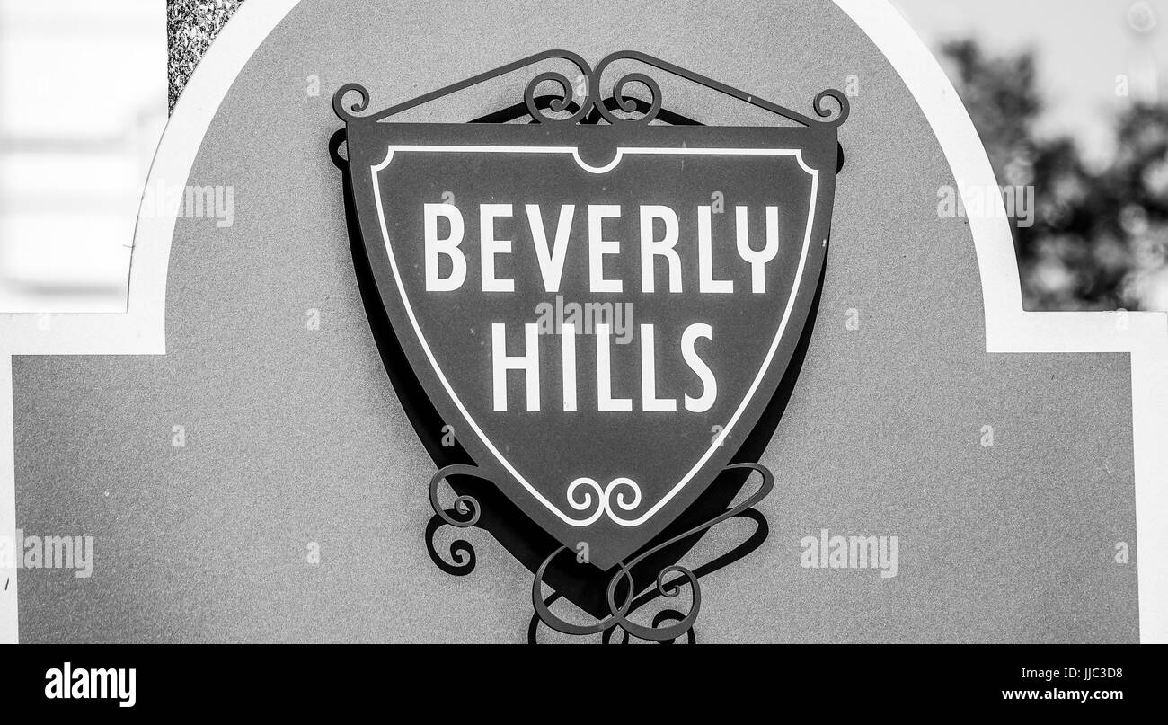 Beverly Hills Sign in Los Angeles - LOS ANGELES - CALIFORNIA - APRIL 20, 2017 Stock Photo