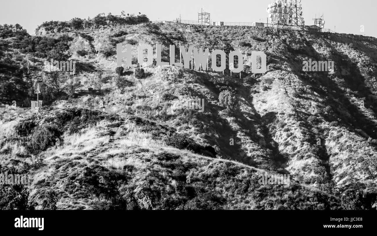 Famous Hollywood sign in Los Angeles - LOS ANGELES - CALIFORNIA - APRIL 20, 2017 Stock Photo