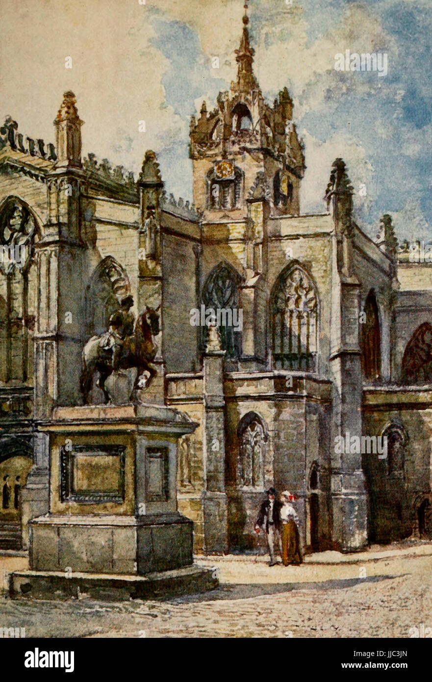 The Church of St. Giles from the Courts - Edinburgh, circa 1908 Stock Photo