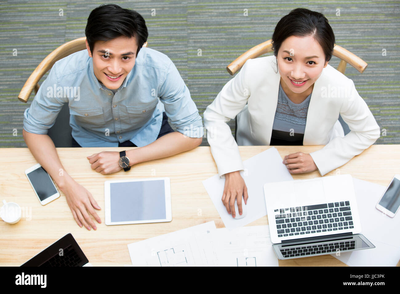 Overhead View Of Business People Office Stock Photo Alamy