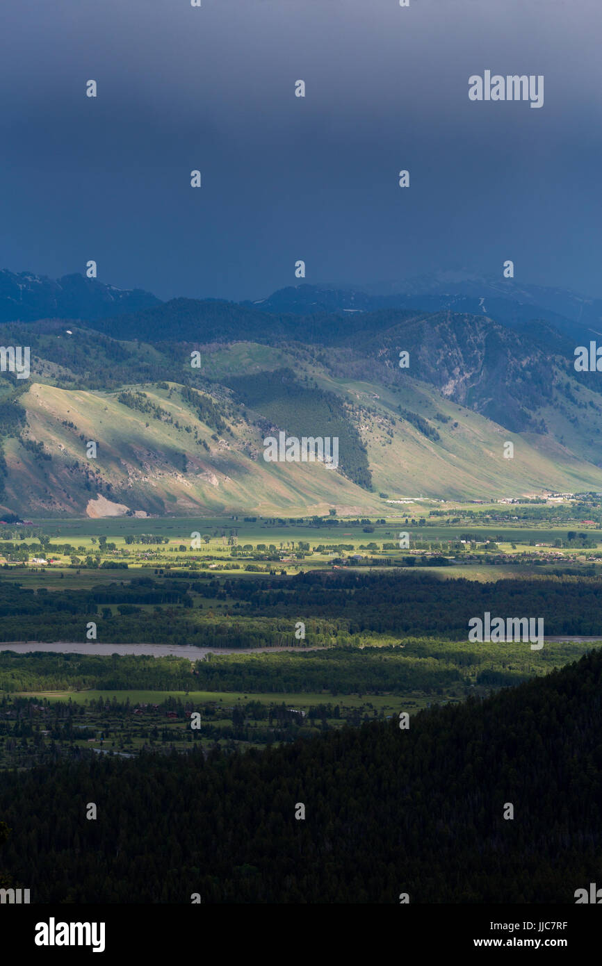 Rain showers and storms passing over the southern end of Jackson Hole