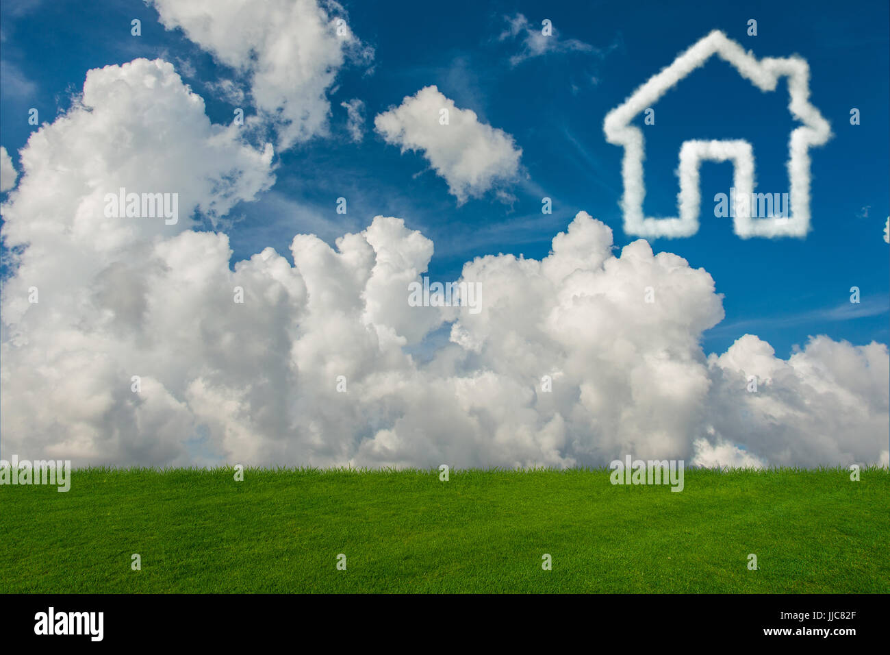 House in the sky made of clouds - 3d rendering Stock Photo - Alamy