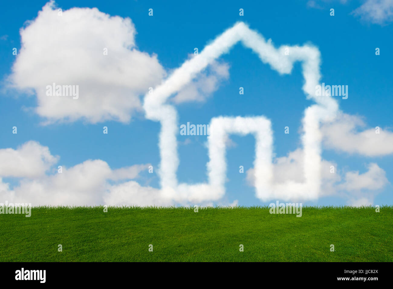House in the sky made of clouds - 3d rendering Stock Photo - Alamy