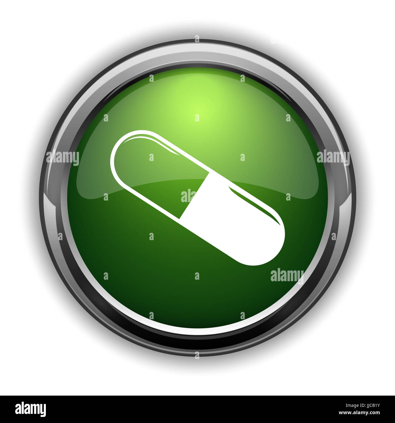 Pill icon. Pill website button on white background Stock Photo - Alamy
