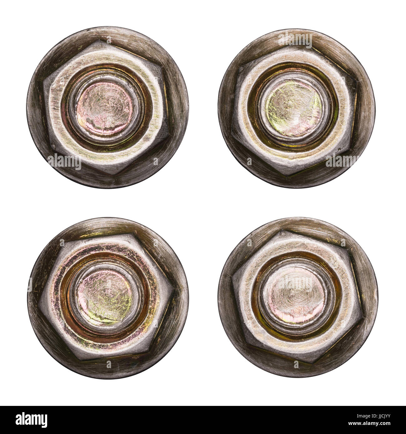 Screw nut heads isolated on white Stock Photo Alamy