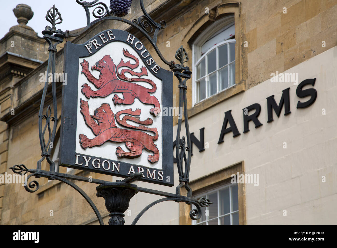 Lygon Arms Pub Sign, Chipping Campden, Cotswolds, Gloucestershire, England Stock Photo