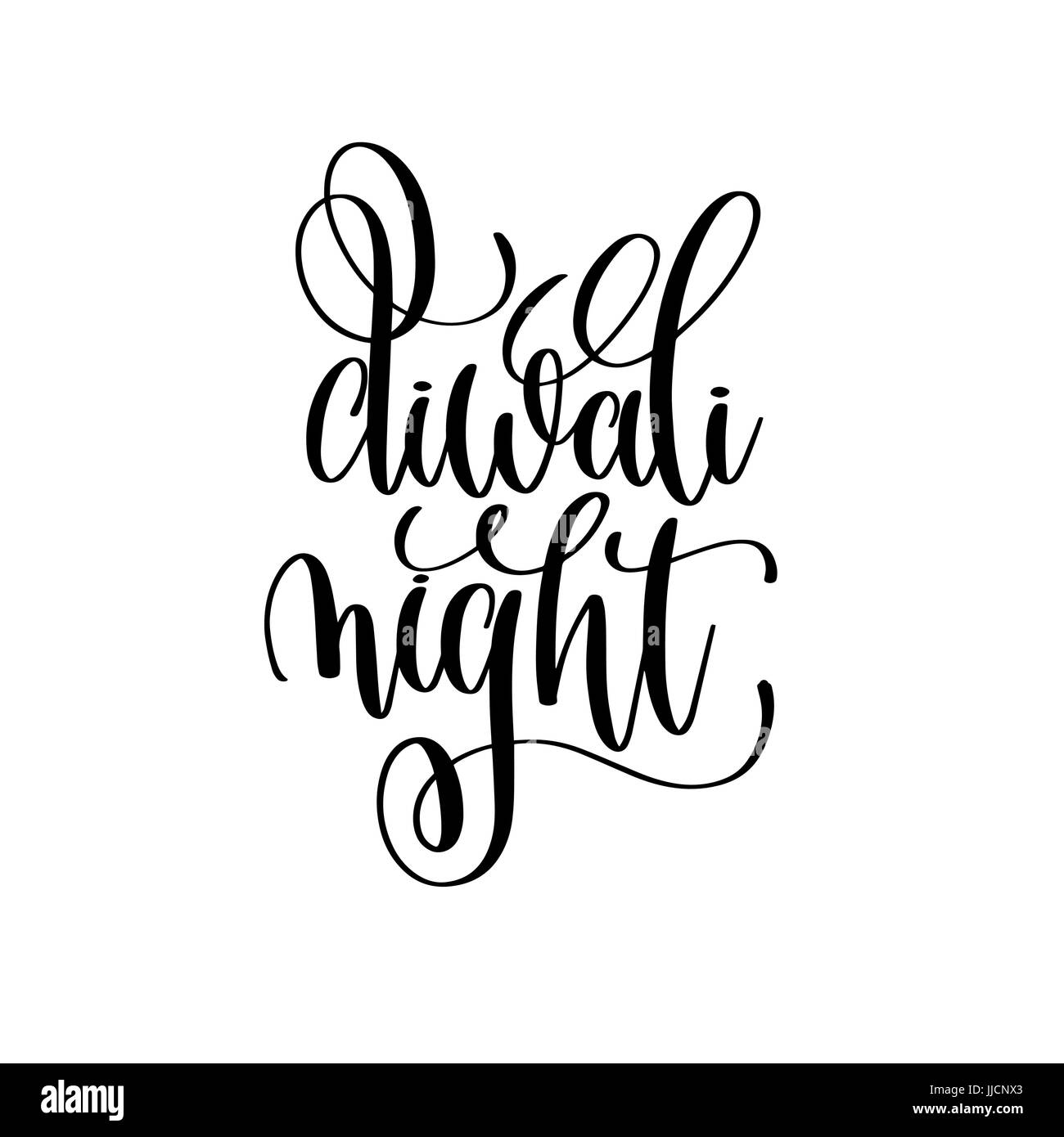 diwali night black calligraphy hand lettering text Stock Vector