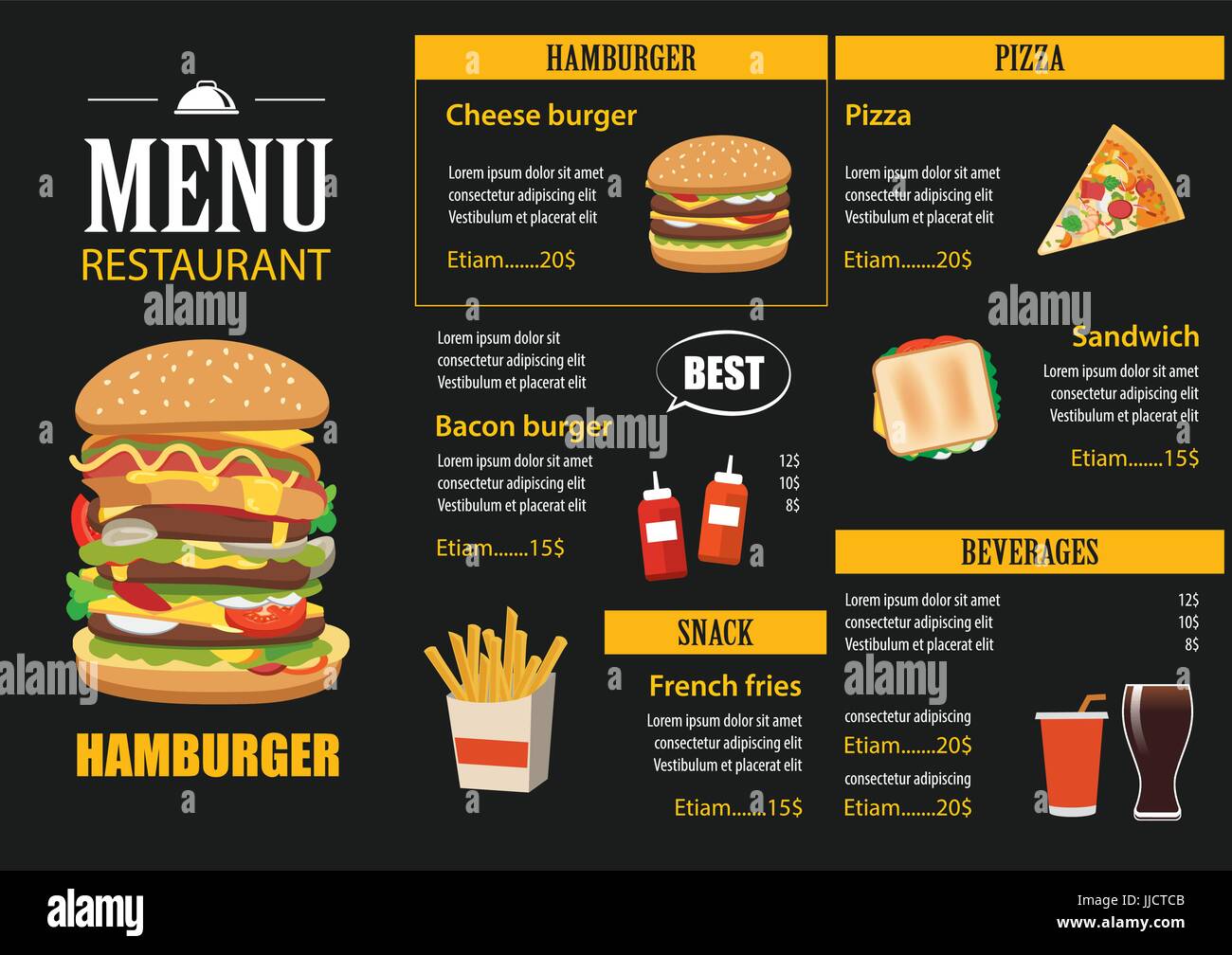 vector restaurant cafe menu graphic template flat design Stock Vector