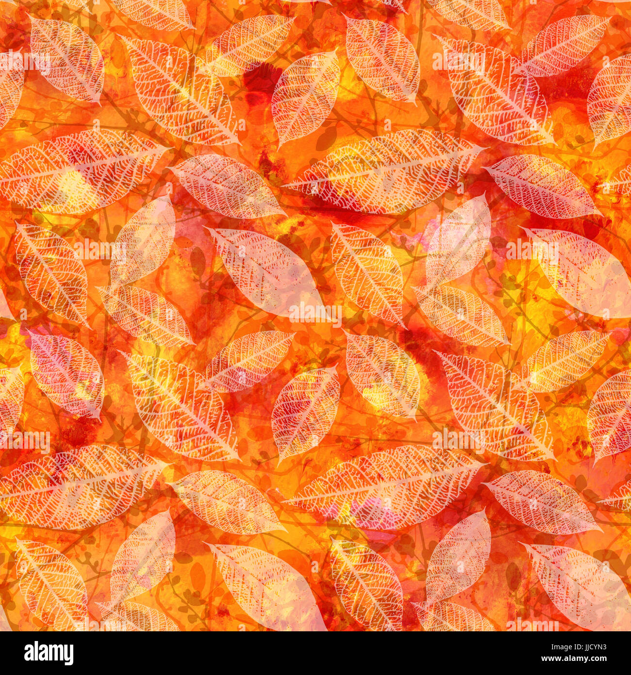 Vibrant seamless autumn pattern with leaves and branches Stock Photo ...