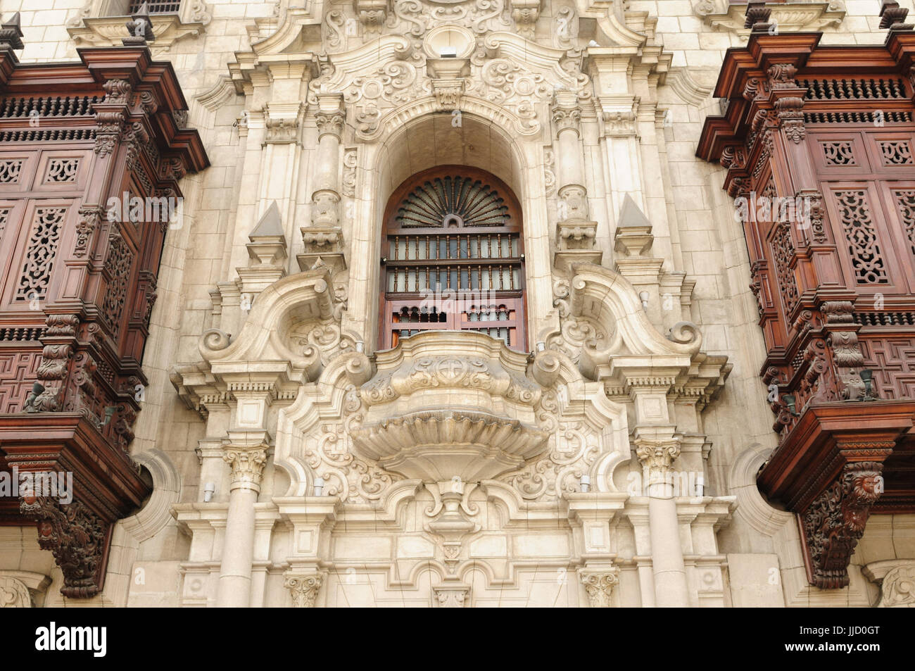 Lima - capital of Peru. Cityscape - Plaza de Armas - main squer in town - colonial architecture detail Stock Photo