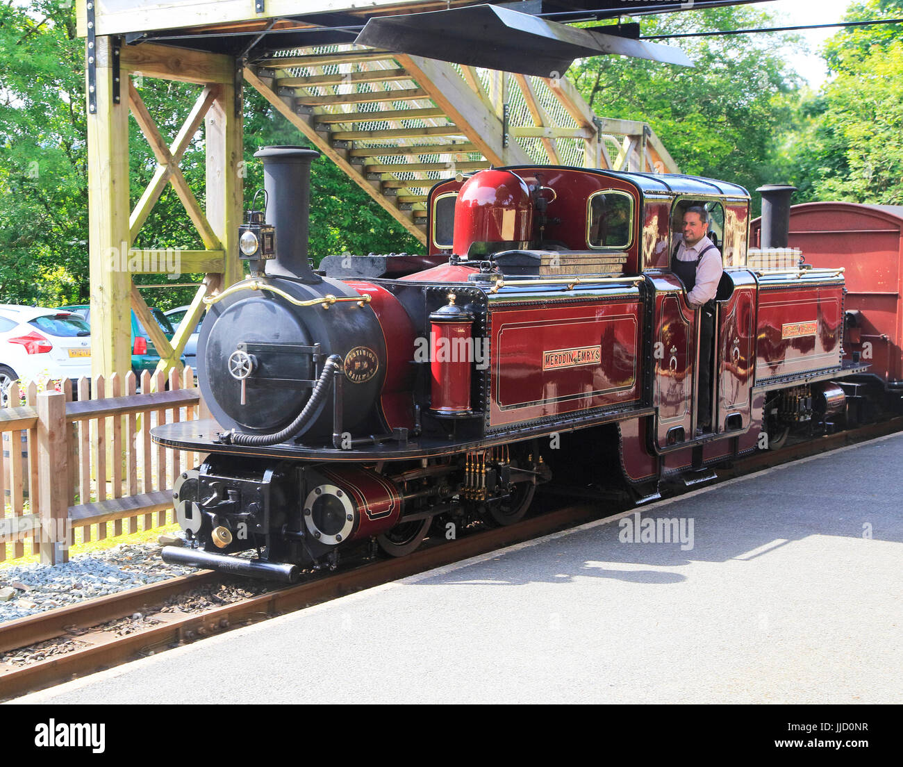 Steam train Ffestiniog railway, Blaenau Ffestiniog station, Gwynedd