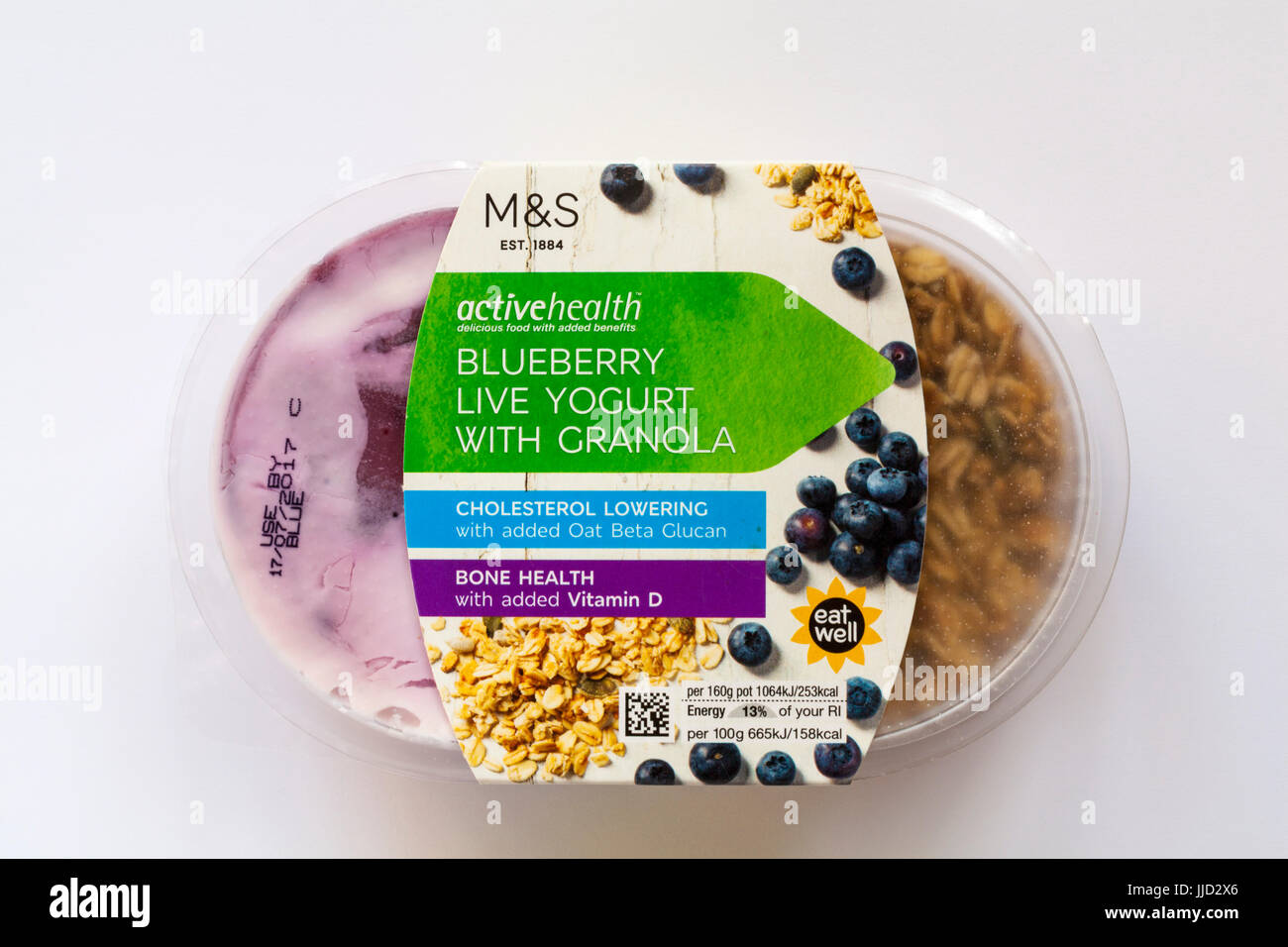 M&S activehealth Blueberry live yogurt with granola delicious food with
