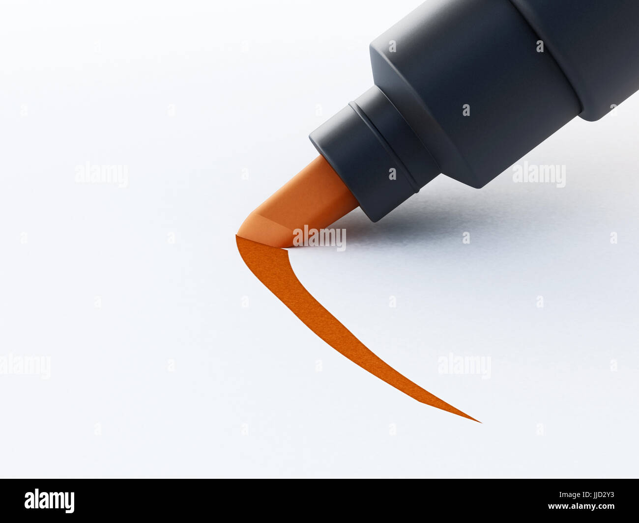 Orange marker pen isolated on white background. 3D illustration Stock ...