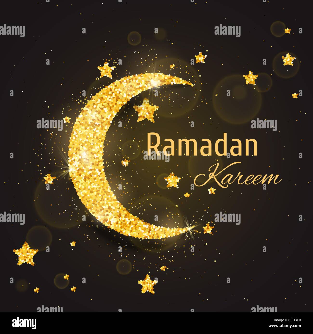 Vector Ramadan Kareem background with sparkling glitter golden textured ...