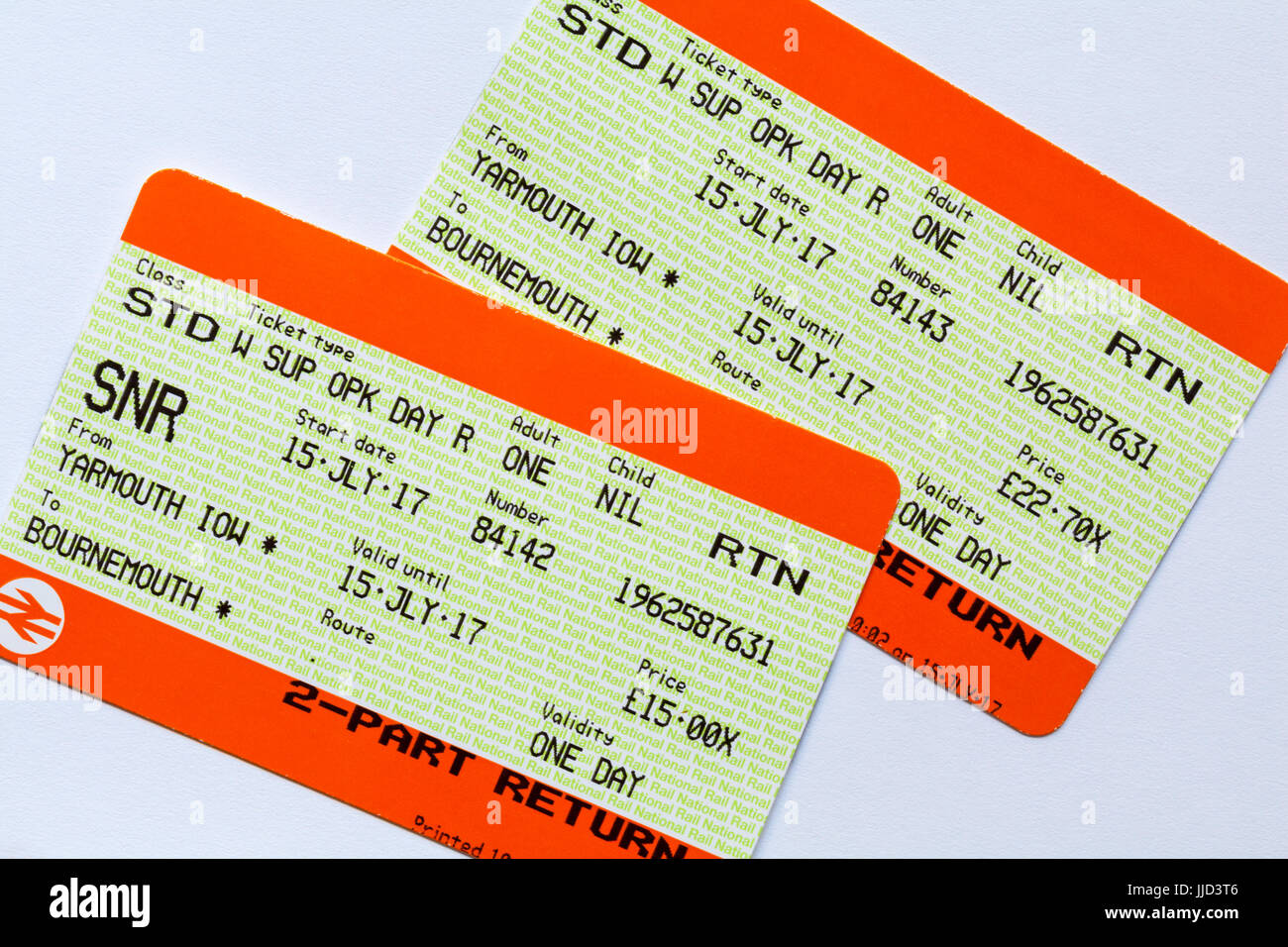 South West Trains train tickets for return trip between Yarmouth, Isle