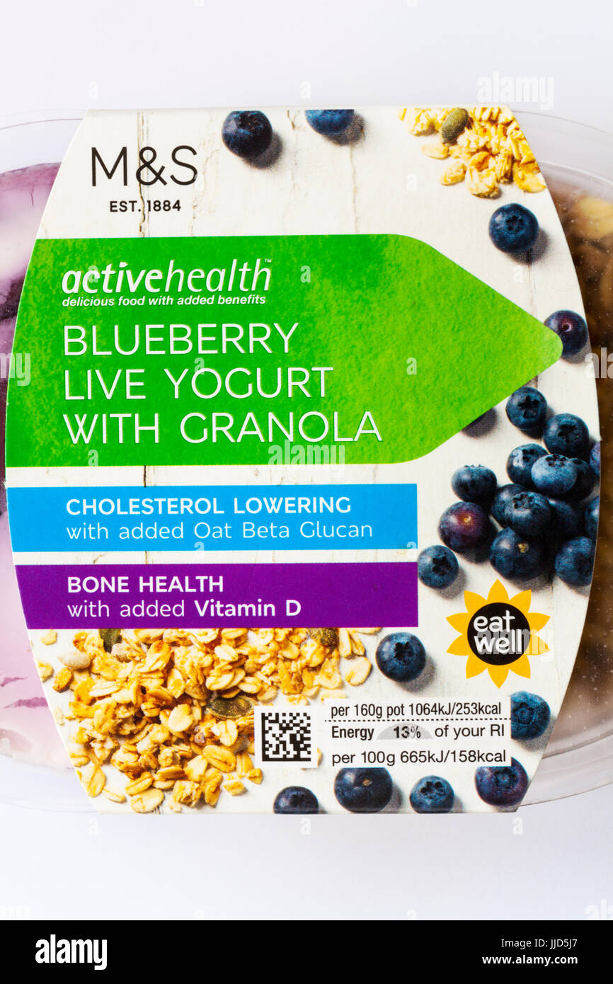 M&S activehealth Blueberry live yogurt with granola delicious food with