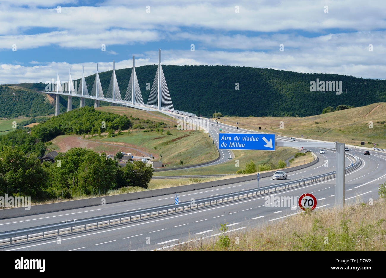 France, Aveyron 12, Millau, The Viaduct at Millau. Stock Photo