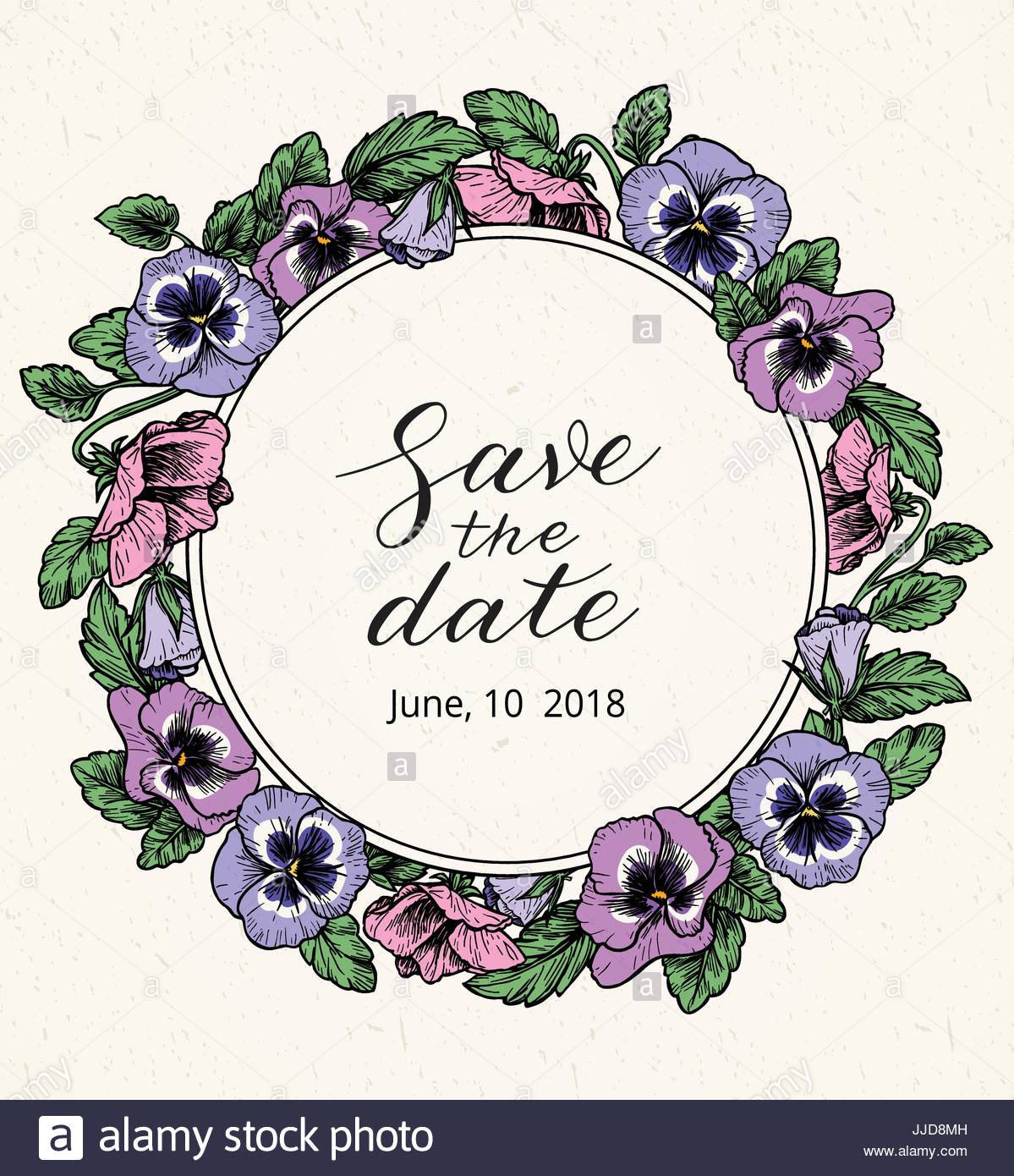wedding invitation design template with save the date text and frame
