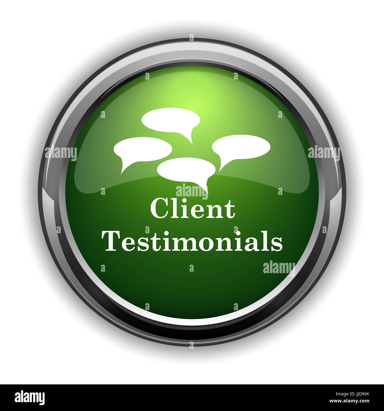 Client testimonials icon. Client testimonials website button on white background Stock Photo