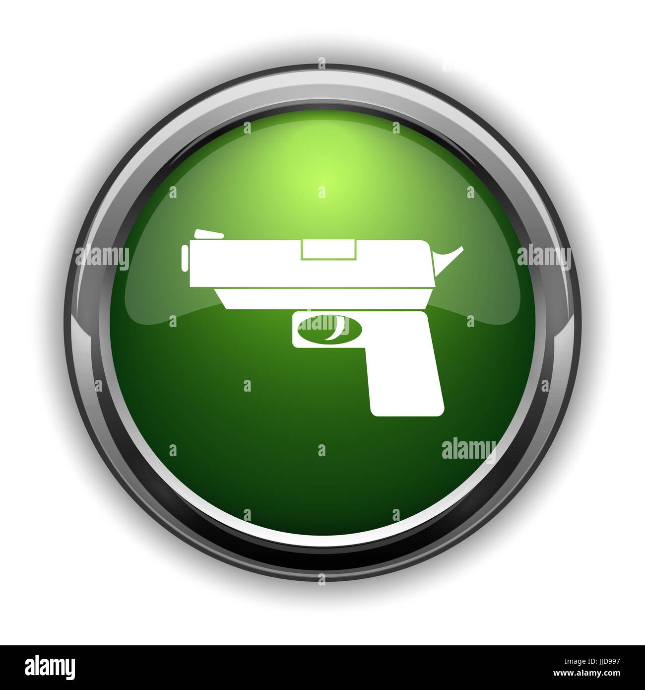 Gun icon. Gun website button on white background Stock Photo - Alamy