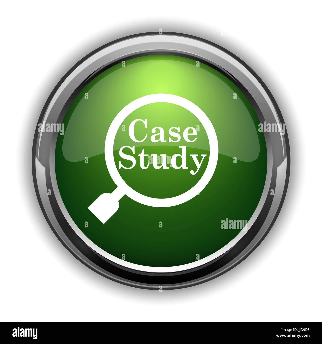 Case study icon. Case study website button on white background Stock ...