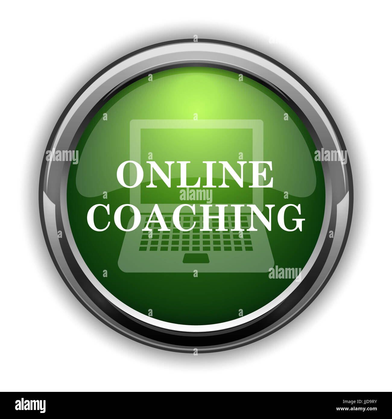 Online coaching icon. Online coaching website button on white ...