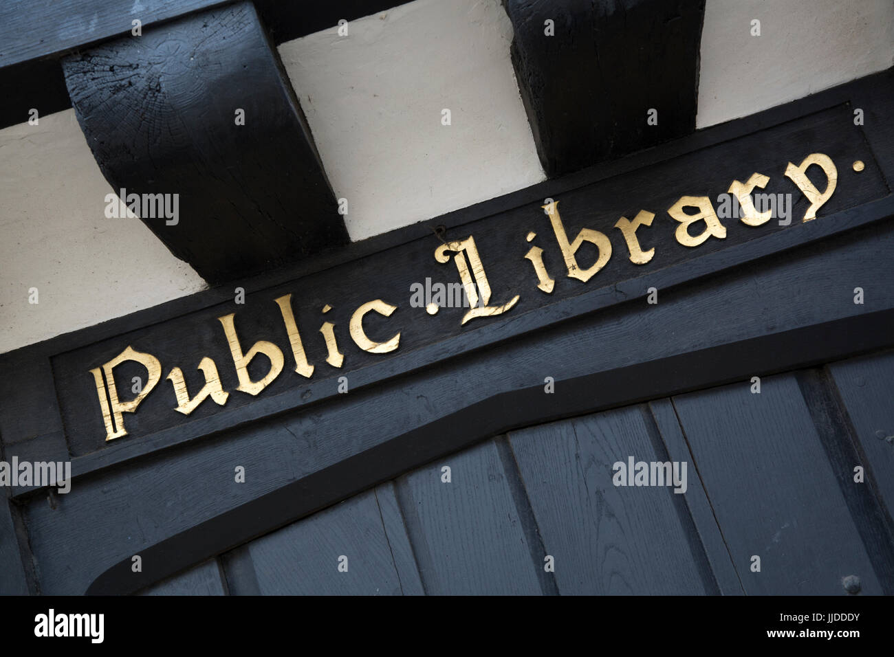 Public Library Sign on Old Facade Stock Photo - Alamy