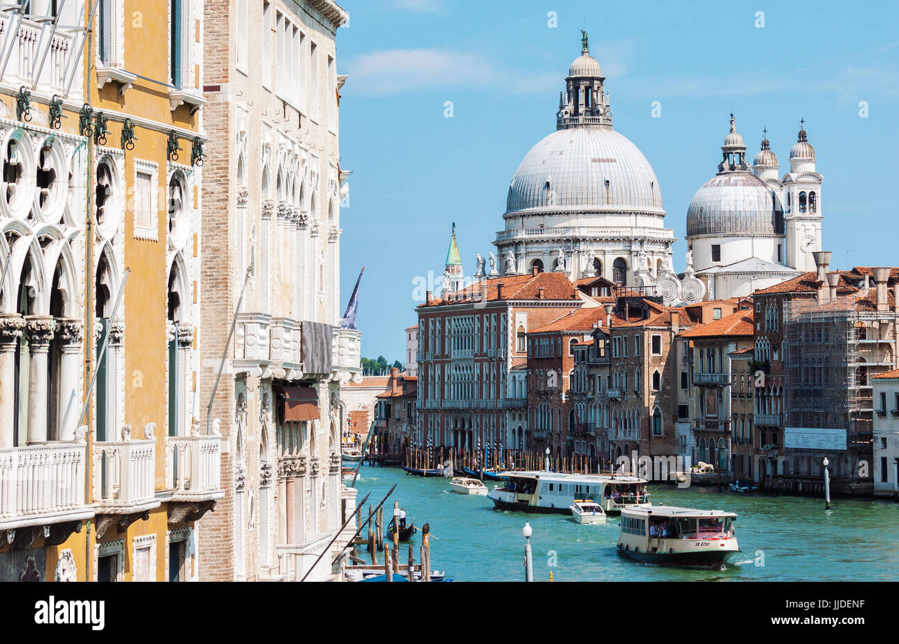 View of the Grand Canal and Basilica Santa Maria della Salute in Venice, Italy Stock Photo