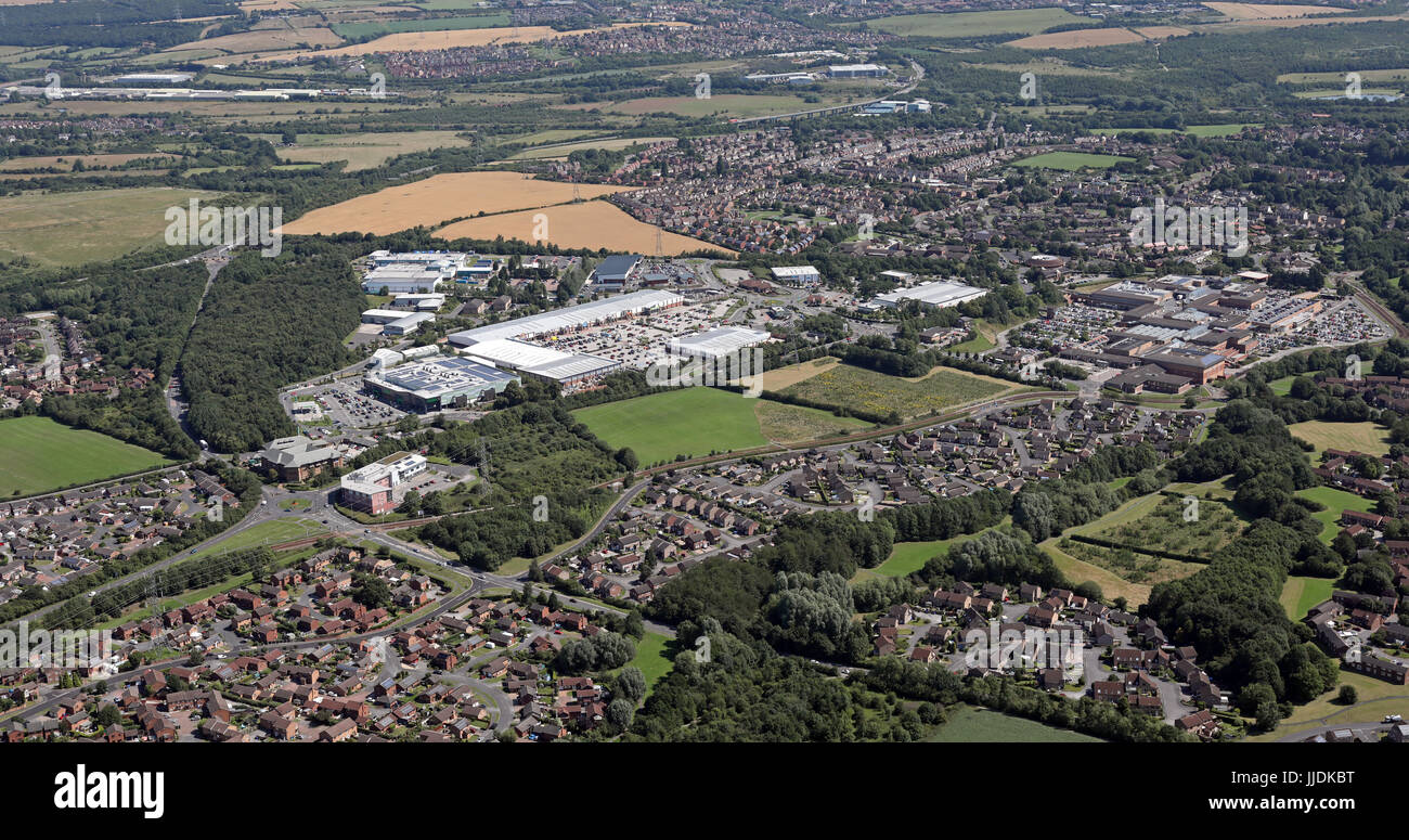 aerial view of Drakehouse Retail Park & Crystal Peaks, Sheffield, UK