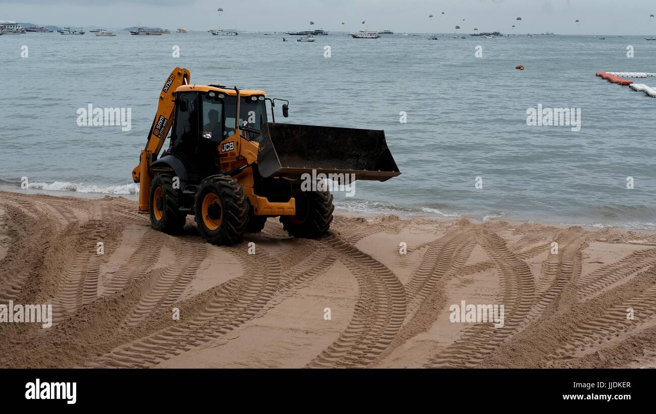 Bulldozer Gizmo Heavy Earth Moving Equipment At Work On Pattaya Beach ...