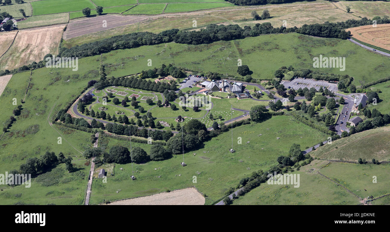 aerial view of Grenoside Crematorium, N of Sheffield, UK Stock Photo