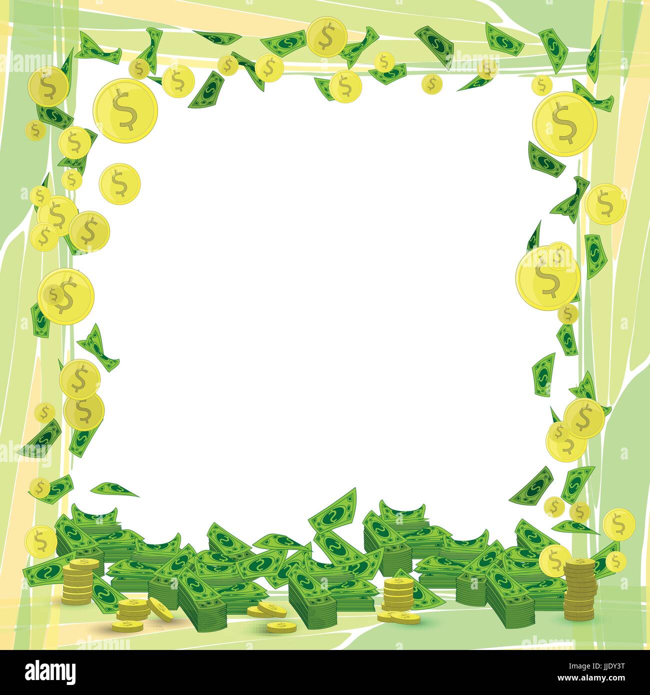 Photo frame money square orientation sheet with coins. Illustration for