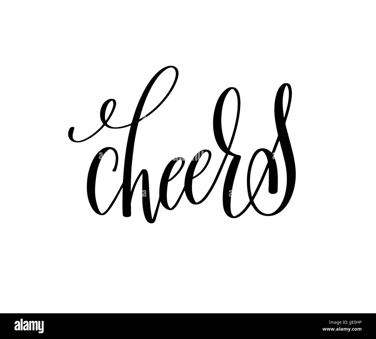 cheers black ink hand lettering calligraphy text Stock Vector Image