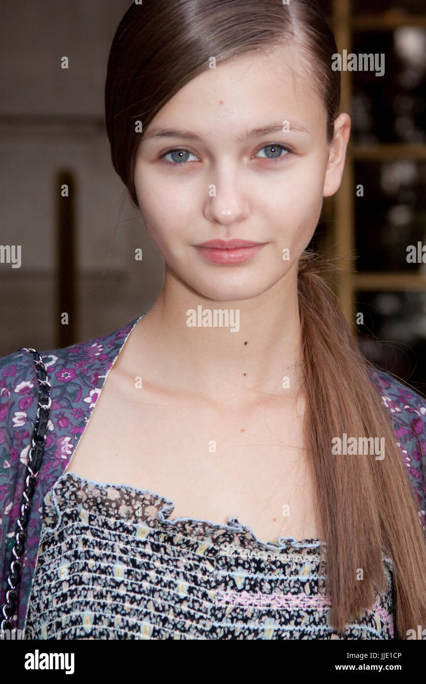 No Makeup beauty portrait of Fashion model during New York Fashion Week Sto...
