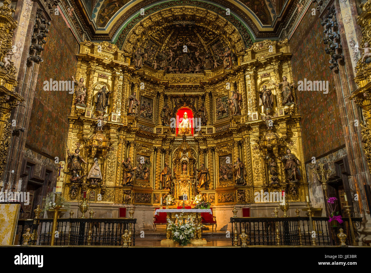 Interior of the Santa María´s church at Los Arcos, Navarra, Spain. Camino de Santiago pilgrimage way. Stock Photo