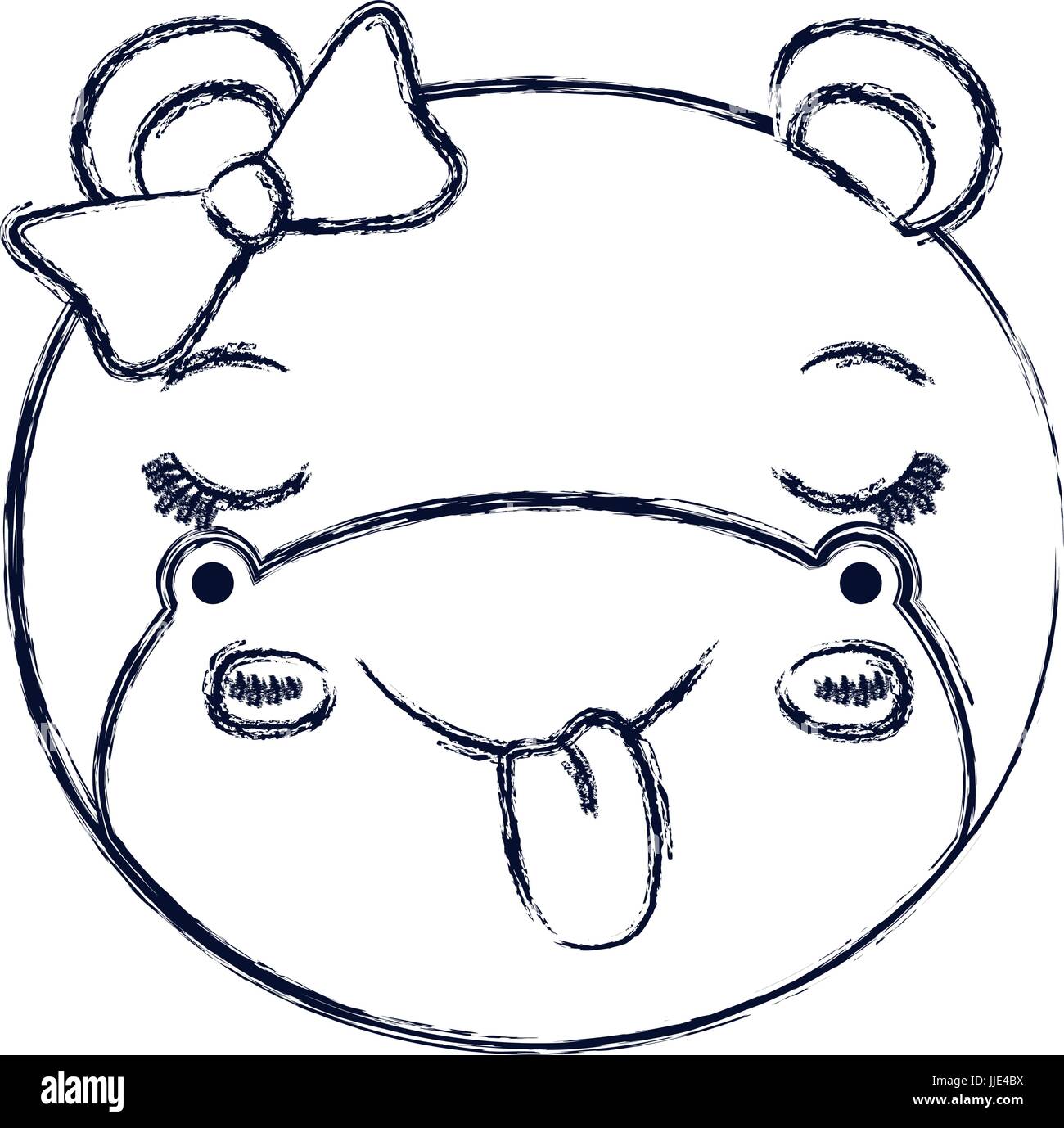 blurred silhouette face of female hippo animal sticking out tongue