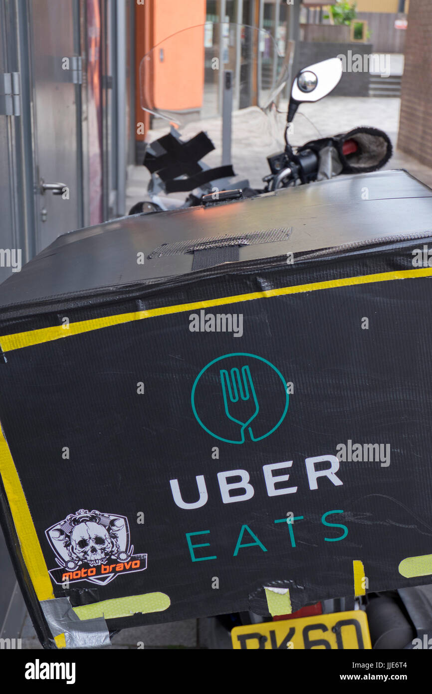 Uber Eats food delivery moped in London,UK Stock Photo Alamy