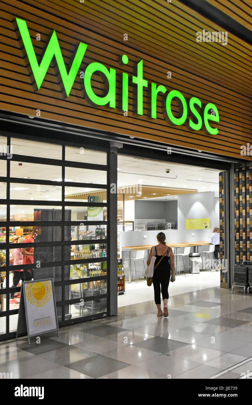 Waitrose food supermarket store front grocery shopping mall access