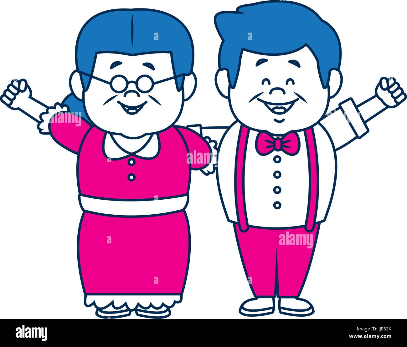 Happy Grandpa And Grandma Standing Lovely People Stock Vector Image