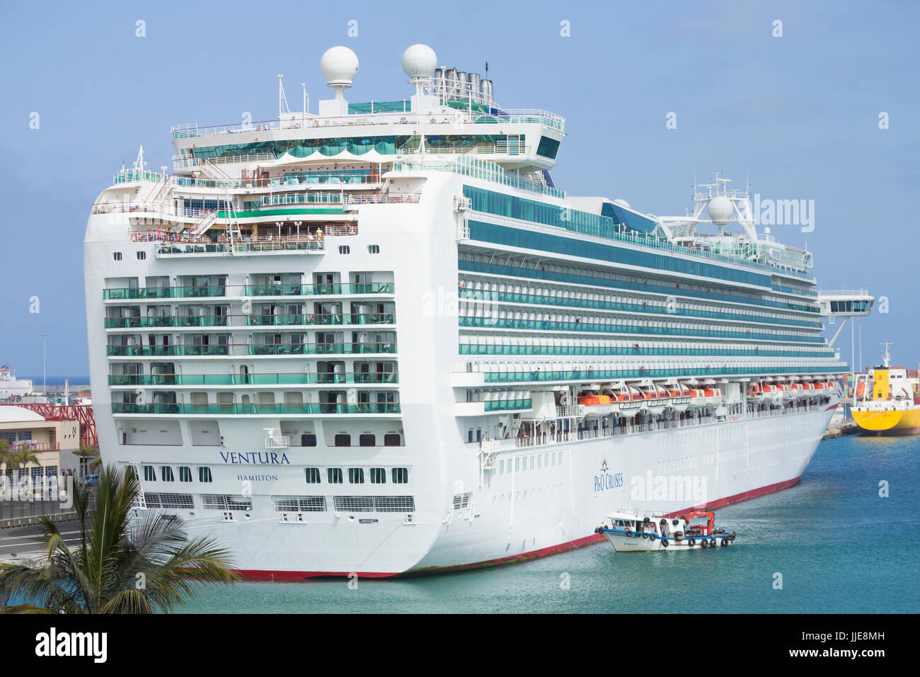 P&O cruise ship Ventura in Las Palmas port on Gran Canaria, Canary Islands, Spain Stock Photo