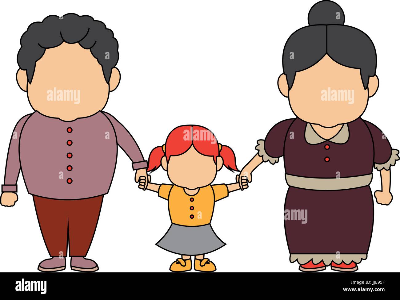 happy grandparents standing with their granddaughter Stock Vector