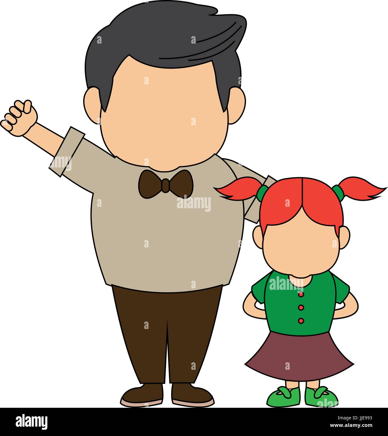 grandfather and girl holding hands together fun Stock Vector Image ...